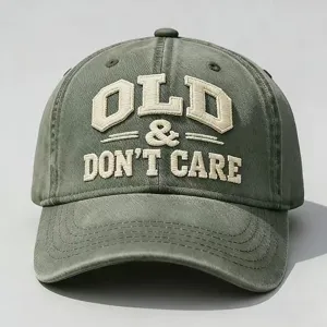Washed green baseball cap for men and women, vintage embroidered outdoor sports sun hat.