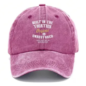 Vintage washed baseball cap for men and women, retro letter printed cotton duck tongue sun hat.