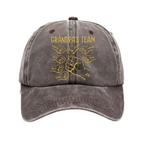 Distressed washed baseball cap for men and women, custom grandpa team graphic embroidered hat.