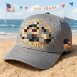 Cappellino da baseball commemorativo grigio con ricamo U.S. Navy per il tempo libero all'aperto.