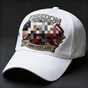 Cappellino da baseball bianco con ricamo libertà 250° anniversario, cappello elegante.