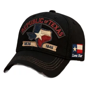 Classico berretto da baseball nero con ricamo del Texas cappello protezione solare
