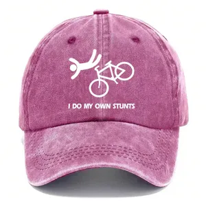 Cappellino da baseball rosa lavato vintage da uomo, stampa acrobazia bici berretto casual.