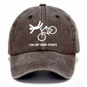 Cappellino da baseball vintage slavato con grafica divertente bici, dad hat casual uomo.