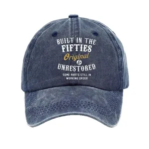 Cappellino da baseball vintage in cotone lavato con stampa slogan, cappello casual unisex.