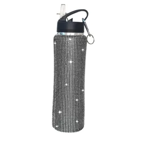 Rhinestone stainless steel sports water bottle 25oz vacuum insulated portable cup for outdoor