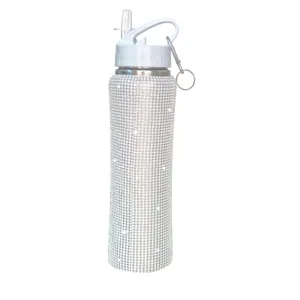 25oz Rhinestone Stainless Steel Sports Water Bottle Vacuum Insulated Cup with Straw Lid