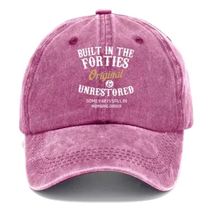 Cappellino da baseball vintage lavato per uomo e donna, stampa retrò stile dad hat rosa.