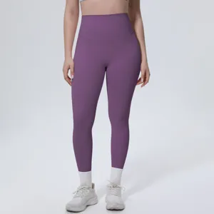 Women's High Waist Solid Color Yoga Pants Breathable Skin-Friendly Ice Feel Sports Leggings For Gym Running Yoga Bottoms