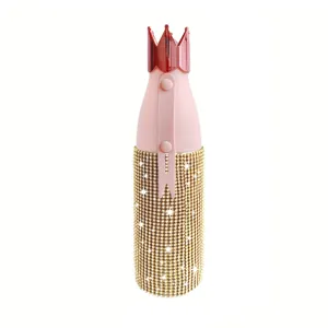 Rhinestone Crown Insulated Tumbler Stainless Steel Portable Car Cup Luxury Glitter Water Bottle Travel Mug Gift For Women