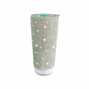 Rhinestone 20oz Bluetooth speaker tumbler stainless steel insulated cup sparkly travel mug