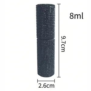 Flacone atomizzatore di profumo ricaricabile 8ml portatile con strass neri eleganti.