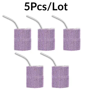 5pcs set mini rhinestone stainless steel shot cups with straws for party drinks 3oz capacity