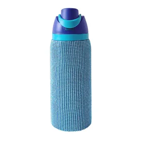 Edelstahl Vakuum-Isolierflasche mit Strass besetzt und tragbare Becher mit Doppeldeckel.