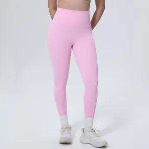 Women's High Waist Pink Yoga Pants Comfortable Fitness Running Sportswear Detail View