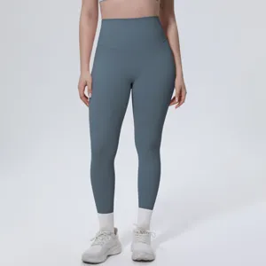 High-waisted solid color yoga leggings, breathable fitness pants for women running gym.