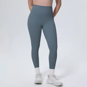 Women high waist solid yoga leggings, ideal for running fitness and gym workouts.