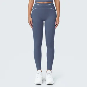 Pantalón de yoga deportivo de cintura alta para mujer, legging transpirable con detalles.