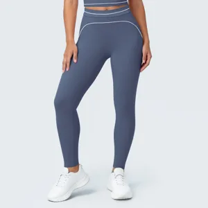 Mallas de yoga de cintura alta para mujer, pantalon de fitness transpirable con vivos.