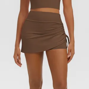 Comfortable high waist ruched fake two-piece yoga skort activewear for running fitness wear