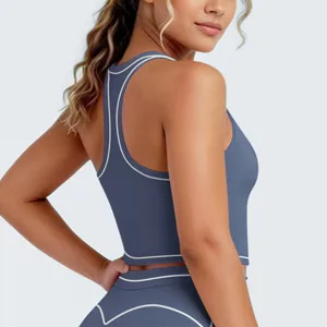 Gegarandeerd comfortabele sport-bh met contrastbies, ademende racerback voor fitness.