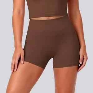 High waist nude feel breathable stretch yoga shorts for gym running fitness training.