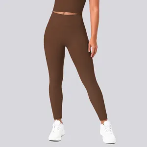 High waist brown yoga pants for women tummy control stretch fitness running workout activewear