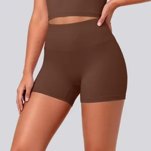 High-waist tight nude feeling breathable yoga shorts for women fitness running sports apparel.