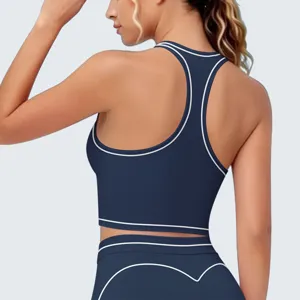 Geborstelde sport-bh met racerback voor dames, ademende fitness-top voor yoga en hardlopen.