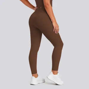 High waist butt lifting yoga pants detail shot, seamless athletic fitness leggings back view.