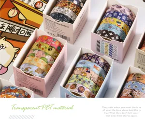 Ästhetisches Washi-Tape-Set dekorative PET-Klebebandrollen für Tagebuch-Bastelarbeiten DIY