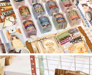 Niedliches Washi Tape Box Set dekorative Klebebänder Tagebuch DIY Aufkleber Schreibwaren