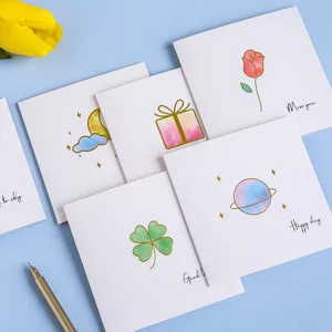 Handgemalte Aquarell Grusskarten Set Mit Umschlagen Siegelaufklebern Suss Kreativ DIY Geburtstag Segen Kleine Karten Schreibwaren Fur Feiertag Geschenk Universal