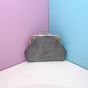 Mini monedero brillante con cierre de beso para mujer, pequeña bolsa de almacenamiento de tela.