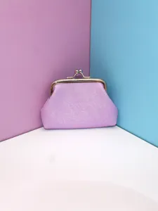 Mini monedero con cierre de beso para mujeres, bolso de tela liso, compacto y portátil.