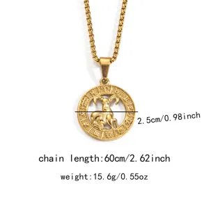 Goldene Sternzeichen Halskette Detailansicht, Widder Anhänger Design, Edelstahl Kette nah.