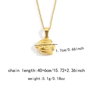 Goldene Fisch Anhänger Halskette Edelstahl Schlüsselbeinkette Schmuck Detailansicht 1.7cm