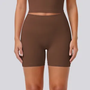 High waist high stretch naked feeling breathable yoga shorts for women fitness running workout