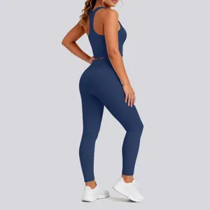 Solid color seamless yoga set back detail showcasing the comfortable fit and activewear design.