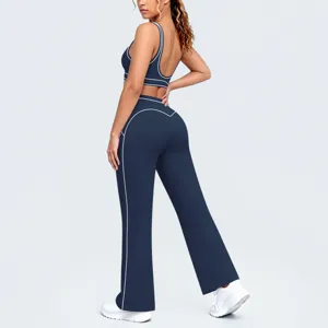 Set yoga a zampa con contrasto sport fitness abbigliamento sportivo due pezzi comodo