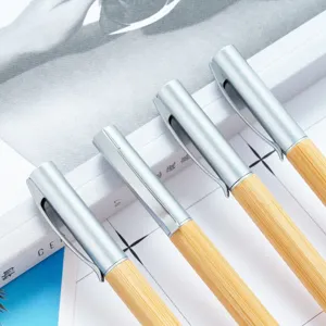 Classic retro bamboo ballpoint pen with smooth rotating design, perfect for office and gifts.