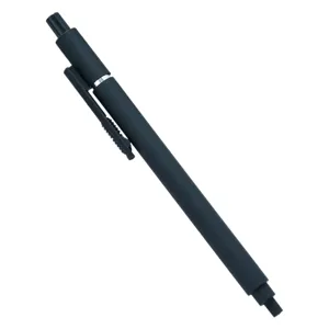 Stylo gel rétractable noir mat minimaliste, écriture fluide, idéal pour l'école.