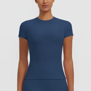 Women quick dry short sleeve yoga t-shirt slim fit fitness running top active sportswear casual