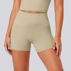 High-waisted athletic yoga shorts for women fitness running gym workout breathable activewear.