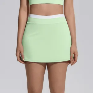 Taille haute côtelée bloc de couleur sport tennis jupe yoga vêtements détail activewear