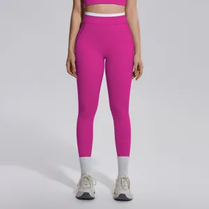 Leggings de yoga contrastés taille haute pour femmes, fitness course gym sport 9/10