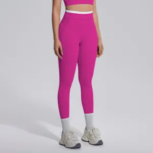 Leggings de yoga contrastés taille haute pour femmes fitness sport course pantalon