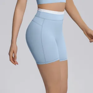 Γυναικείο ψηλόμεσο colorblock σορτς yoga αναπνεύσιμο seamless fitness αθλητικό ρούχο