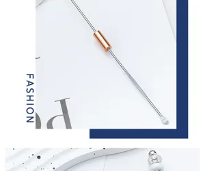 Metalen DIY kralen oorstokje met lange handgreep en roségouden cilinderdecoratie, oorgereedschap.