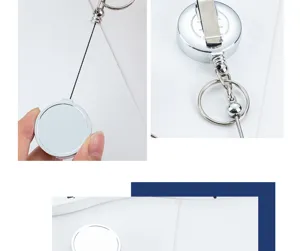 Metal retractable badge reel with smooth surface id card holder nurse clip durable